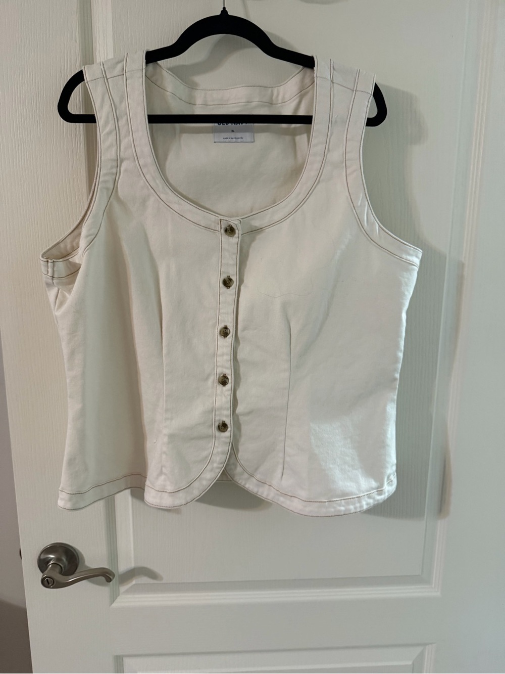 Old Navy White Jean Button Up Tank